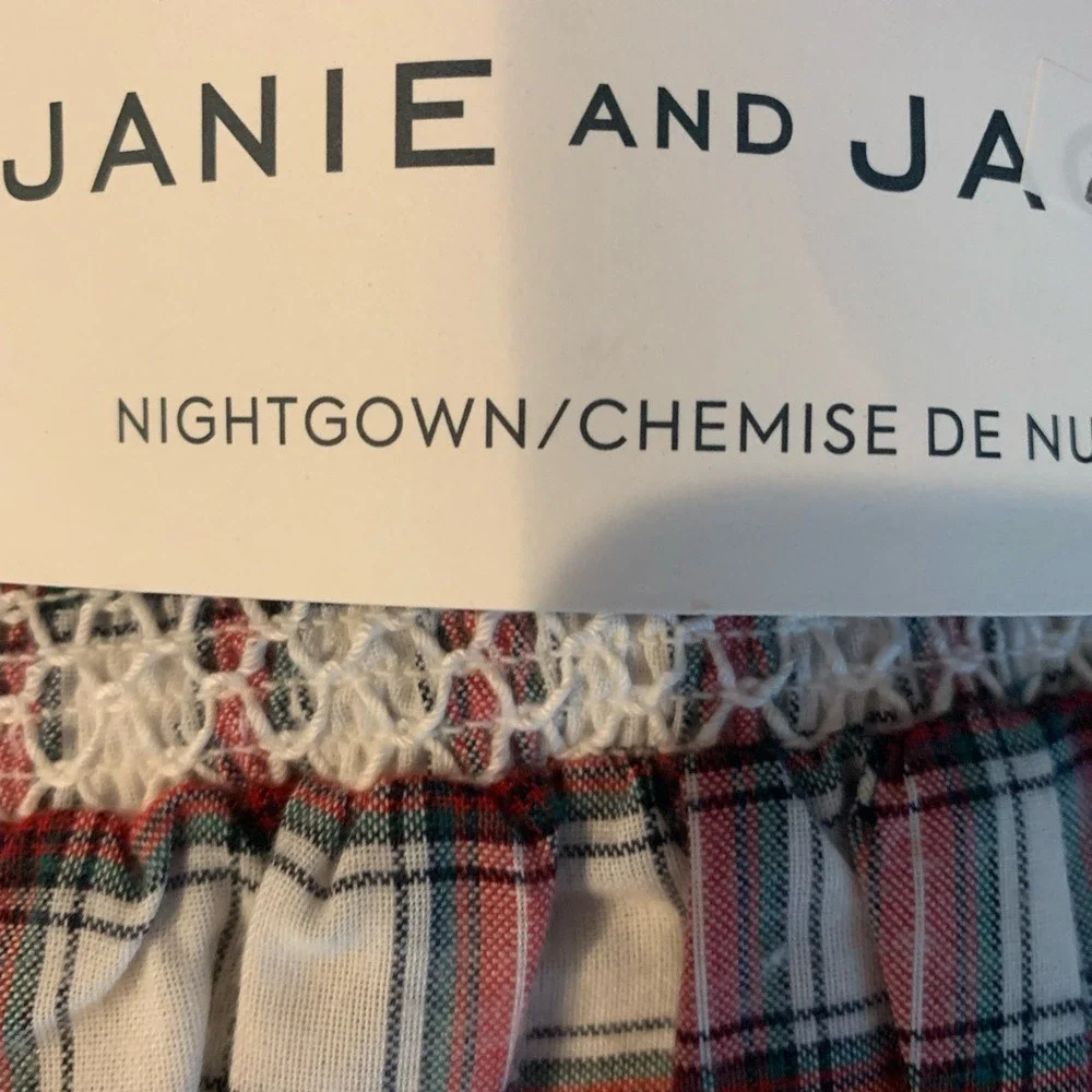 Janie and Jack Nightgown Kids 5 Red New‎ Plaid Smocked Ruffle Holiday Sleepwear